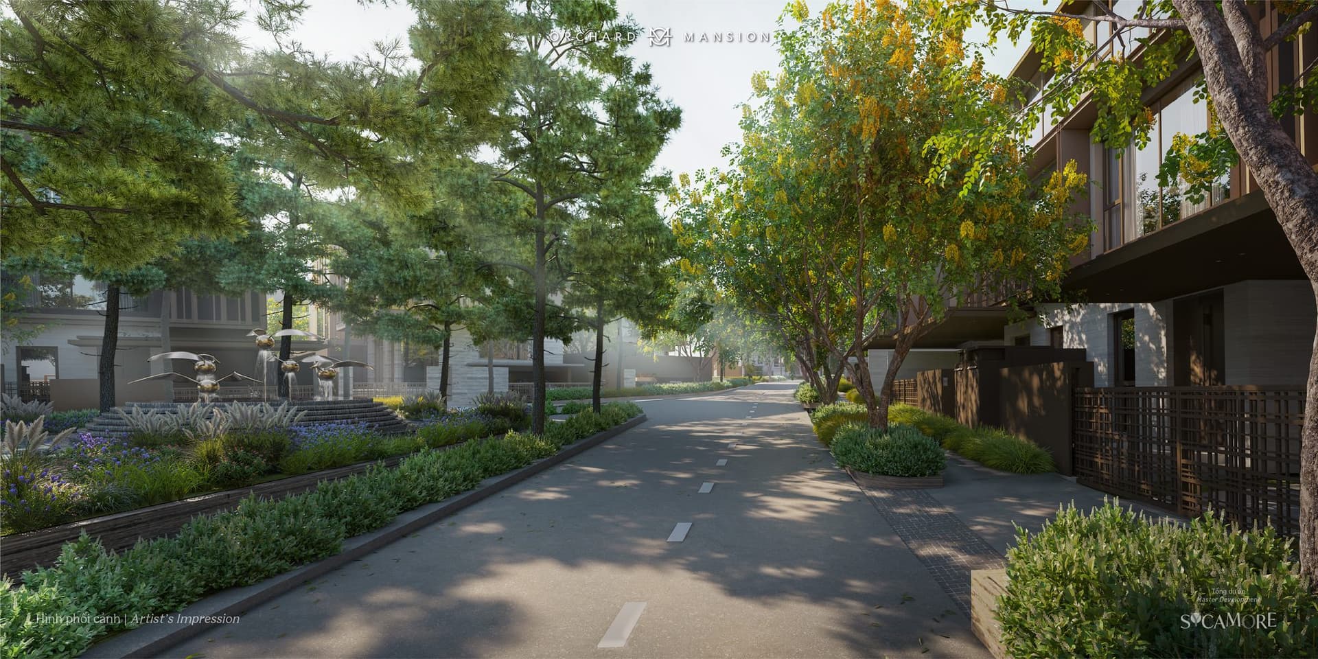 A street of 94 homes, held by the lake and the park